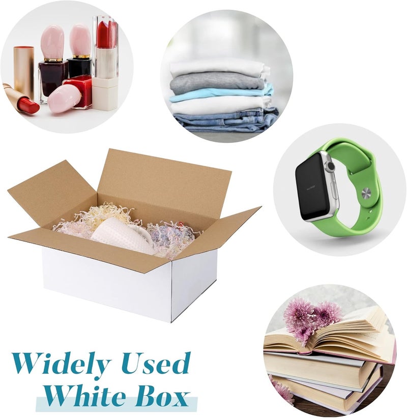SPEPLA Shipping Boxes 9x6x4 Set of 6, White Corrugated Cardboard Box for Mailing Business Packaging - Image 4